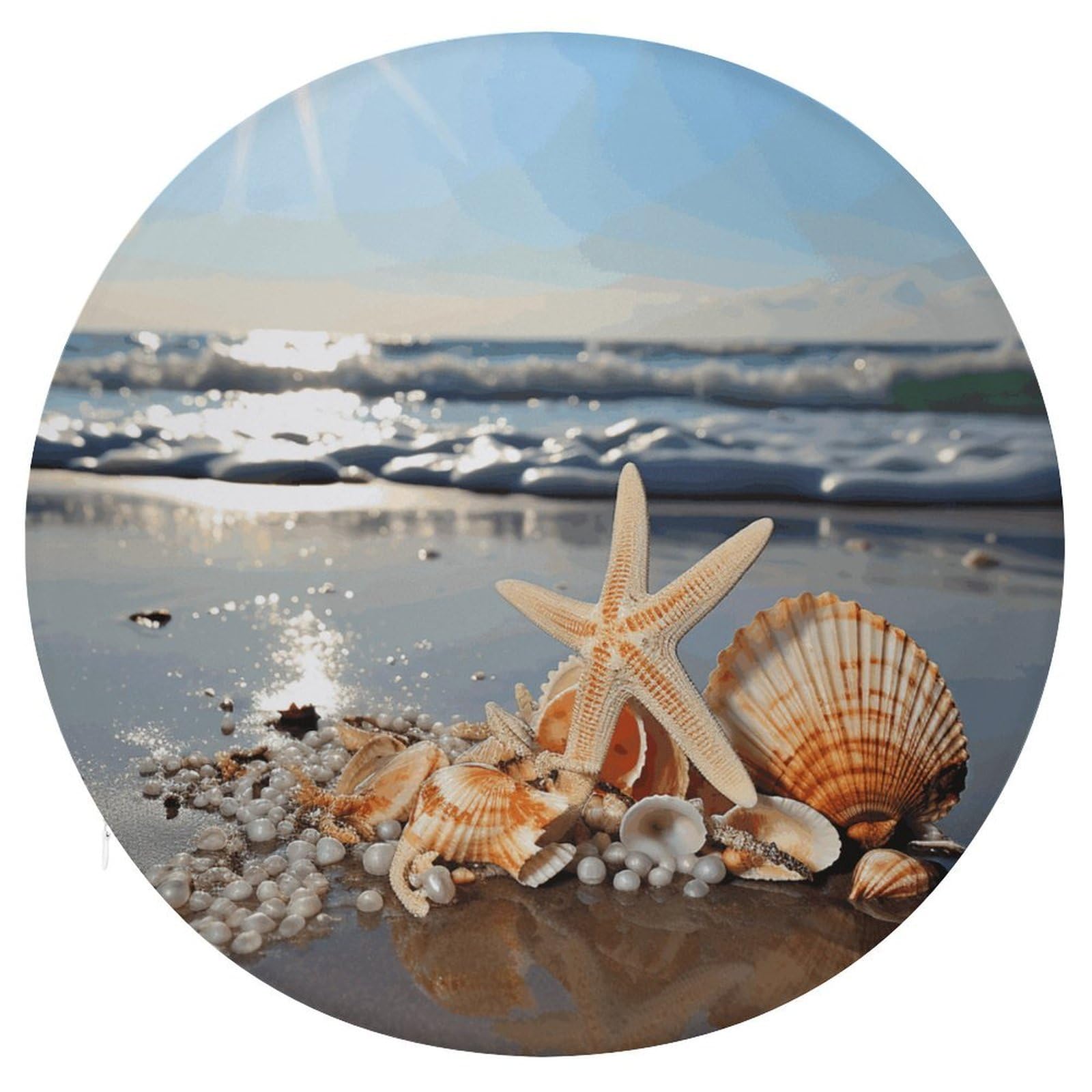 Adfgyerh Style Seashells On The Beach Cushion Memory Foam Pillow Core，Seat Cushion Detachable Design，Chair Cushions Suitable For All Seasons, And Can Be Used In Offices, Dining Rooms, Homes, And Other Settings.