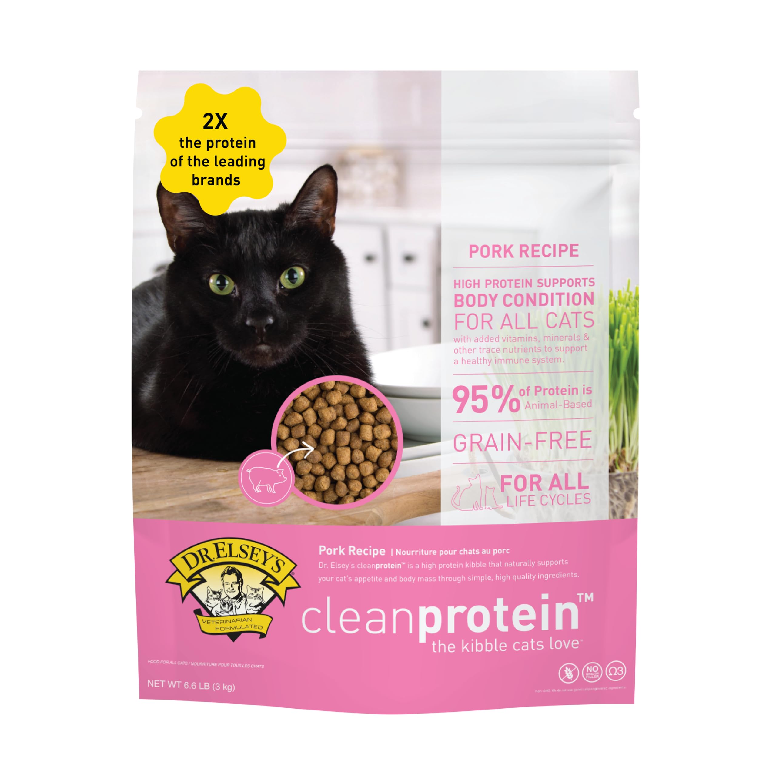 Dr. Elsey's cleanprotein Pork Cat Kibble 6.6 lb. Bag