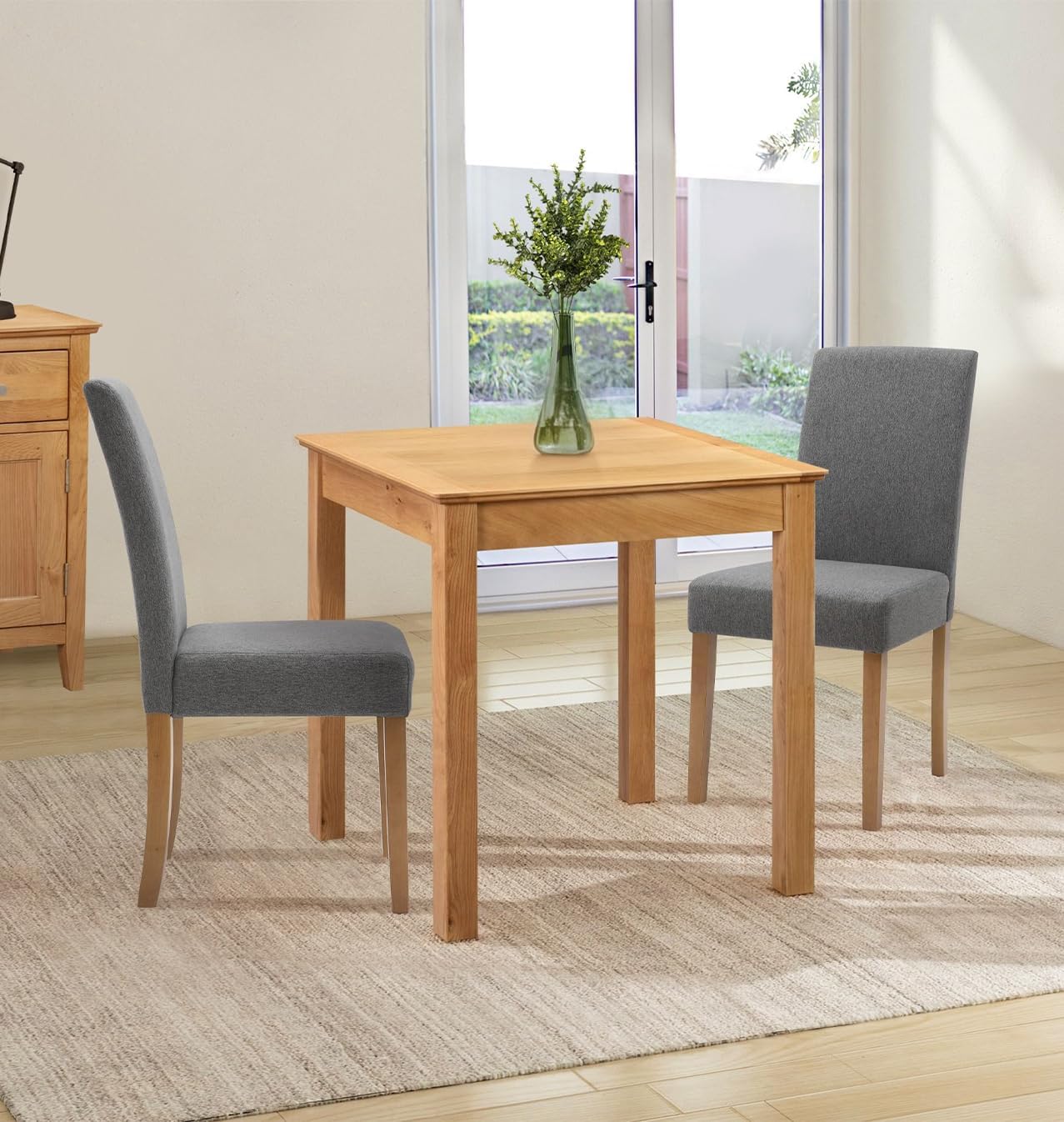 Hallowood Furniture Hereford Oak Dining Table and Chairs Set 2, Square