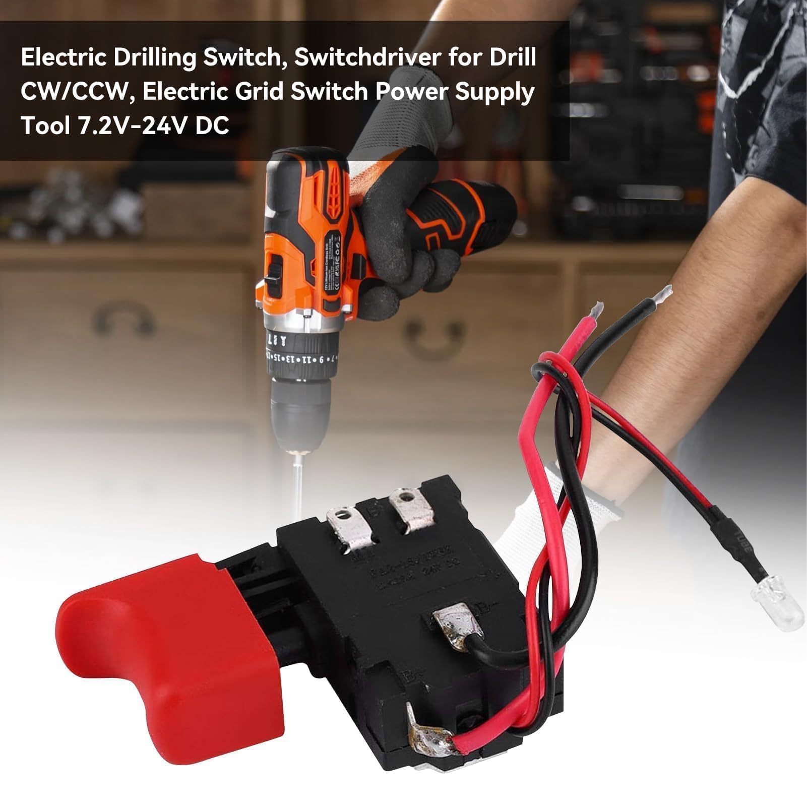 Commutateur Déclencheur Perceuse 7.2V-24V DC – Variateur De Vitesse Réversible CW/CCW Avec Poignée Ergonomique, Pièce De Rechange Robuste