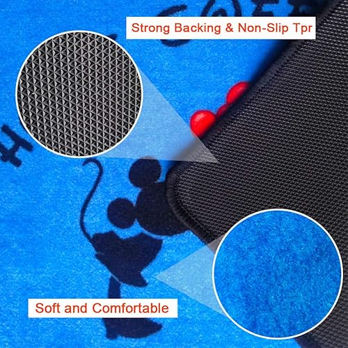 Miniatura 5 de Alfombras de Mickey Minnie Mouse de 17 x 30 pulgadas, bonita alfombra de corazón rojo, antideslizante, para el hogar, dulce hogar, caricatura, azul,