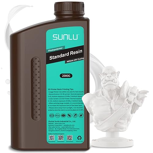 SUNLU Resina de impresora 3D, fotopolímero estándar de 70.55 oz, resina de curado UV de 405 nm para impresora 3D de resina 4K8K LCDDLPSLA, resina