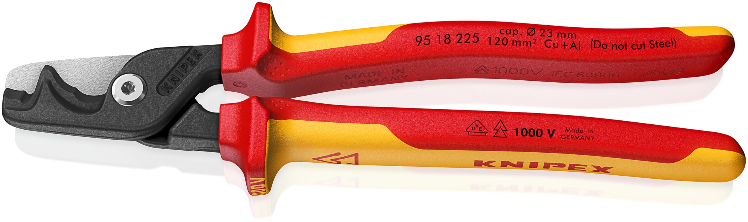 KNIPEX StepCut XL Cortacables con corte escalonado mango aislante en dos componentes, según norma VDE 225 mm, 95 18 225 SB