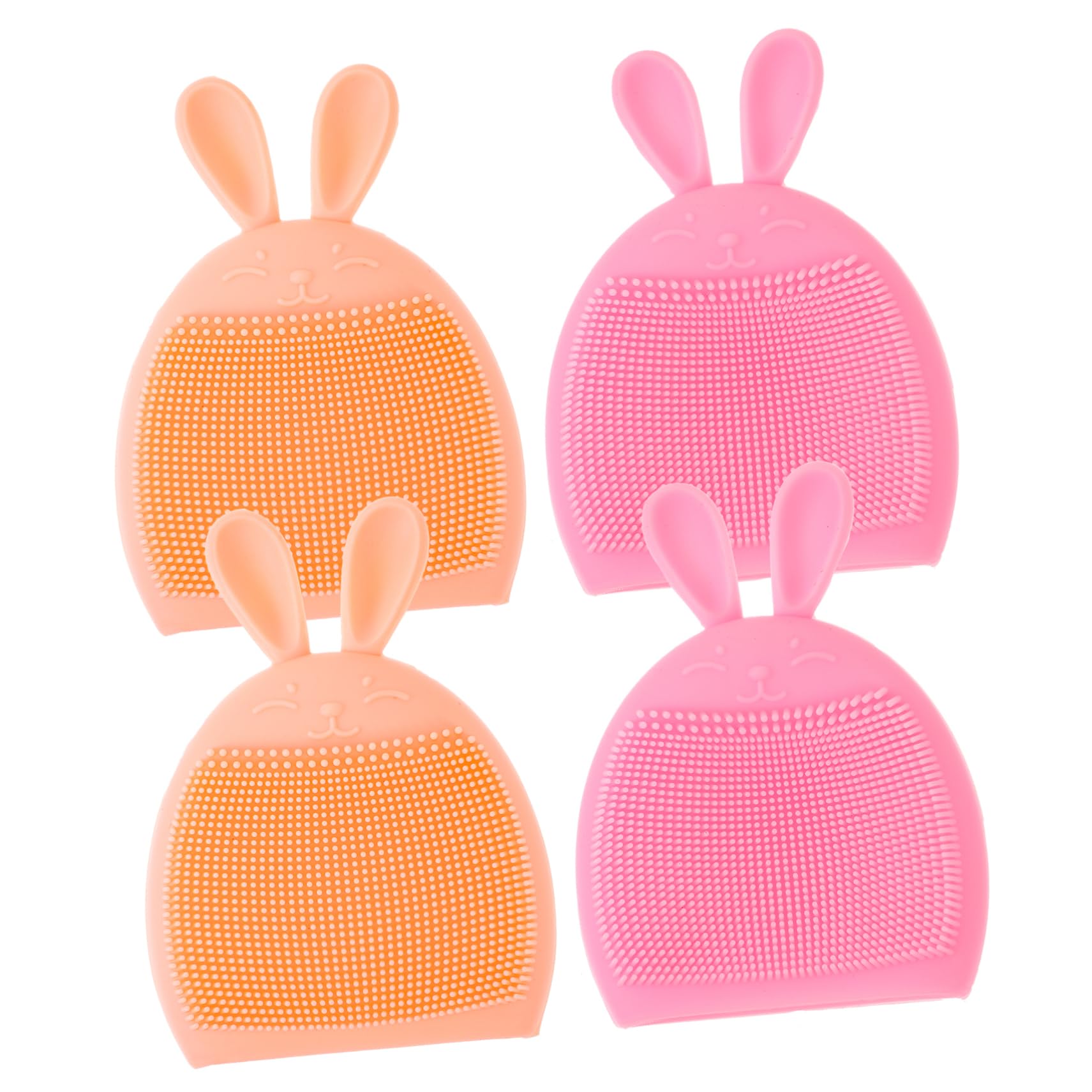 MERRYHAPY Face Exfoliator Brush Set Rabbit Pattern Silicone Cleansing Brush for Soft Cleaning