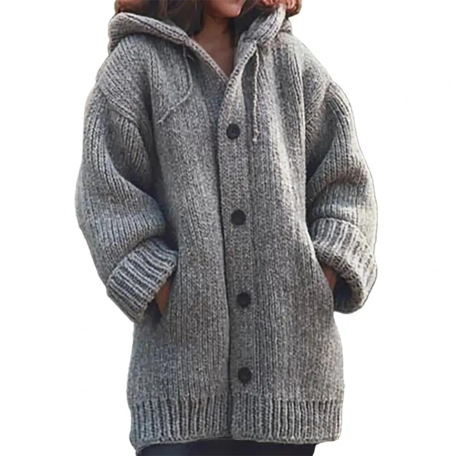 Strickjacke Pullover Cardigan Strickjacke Stilvolle Einfarbige Taschen Pullover Strick Mantel