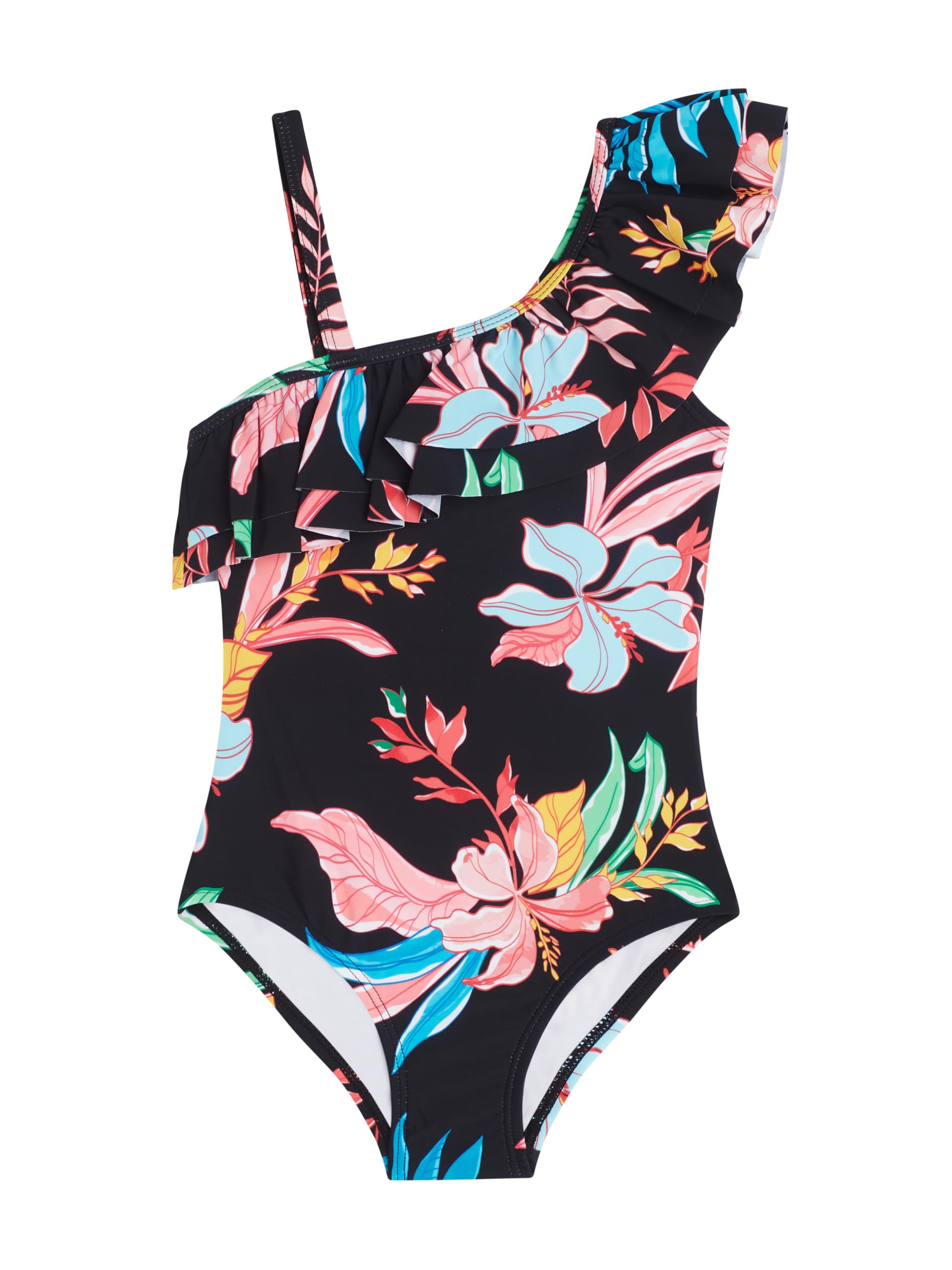 Kanu Surf Girls Morgan Floral Ruffle 1-Shoulder 1-Piece Swimsuit