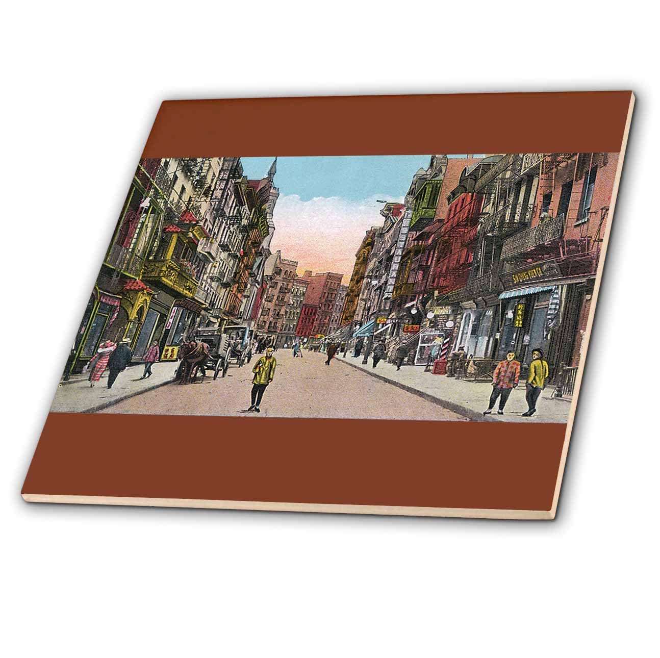 3dRose Mott Street, Chinatown with Horse & Wagon 8 Inch Ceramic Tile