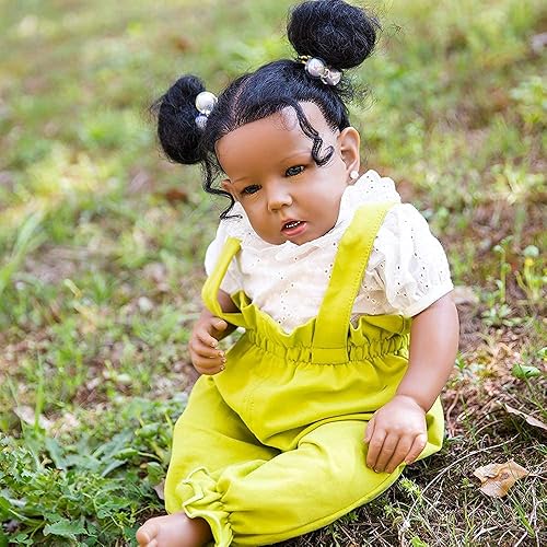 Miniatura 5 de Rebornova muñeca Reborn de niña negra, bebé recién nacida de 20pulgadas, con cuerpo suave y realista, extremidades de silicona, juego de regalo para