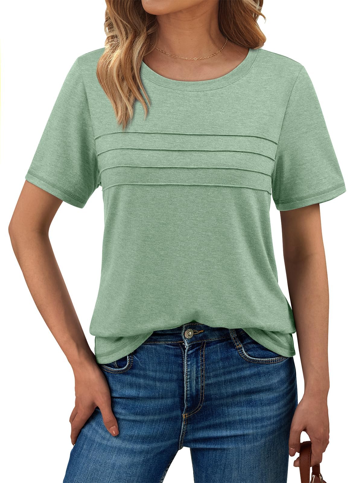 Haslike Damen-T-Shirt, Sommer, lockere Passform, einfarbig, kurzärmelig