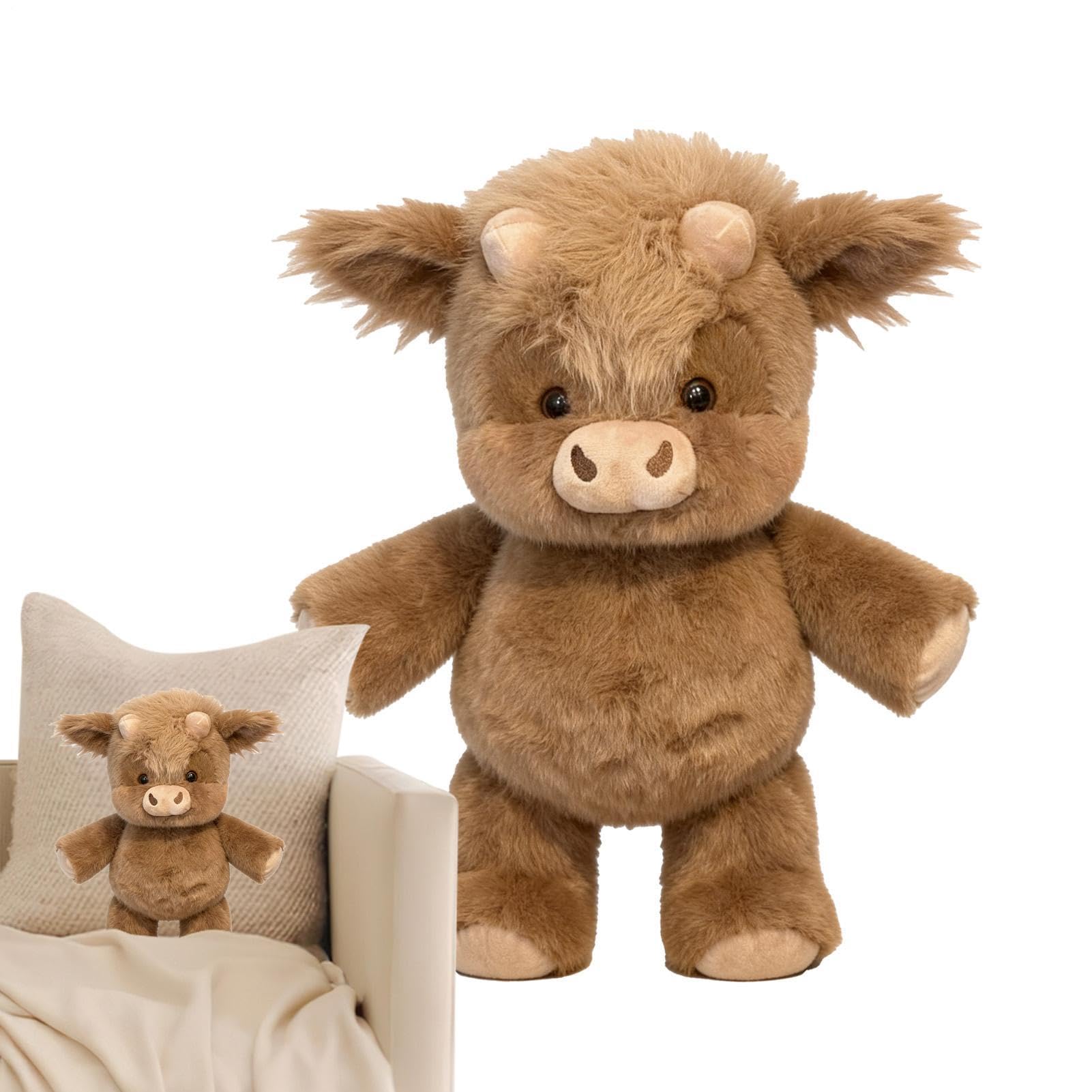 Highland Cowes Soft Plush Toy, 45 Cm Adorable Furry Running Cow Stuffed Animal, Soft Highland CowStuffed Animal For Stress Relief, Emotional Supportes Plushi-es Gift For Adults