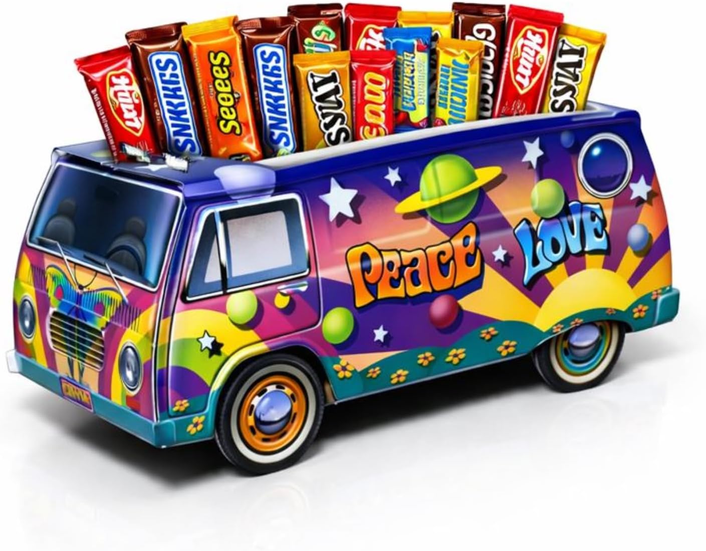 Retro Hippie Bus Party Food Boxes - 1960s Van Design - Set of 12