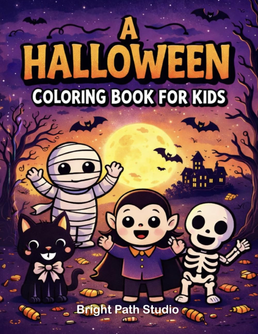 A Halloween Coloring Book for Kids: Cute Spooky Coloring Pages Featuring Pumpkins, Ghosts, Monsters, and Trick-or-Treat Fun (Bright Path Coloring Book Series)