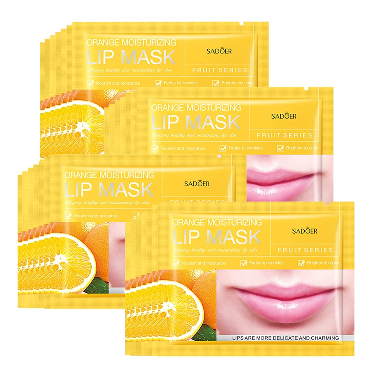 Adofect 28 Pieces Orange Moisturizing Lip Masks Collagen