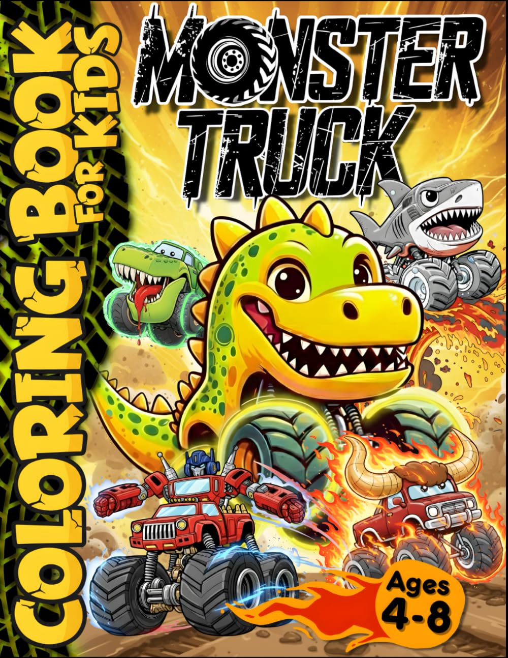 Monster Truck Coloring Book For Kids 4-8: 40 Unique Giant Trucks to Color with Anti-Bleed Pages, Fun Facts & Creative Challenges (Monster Truck