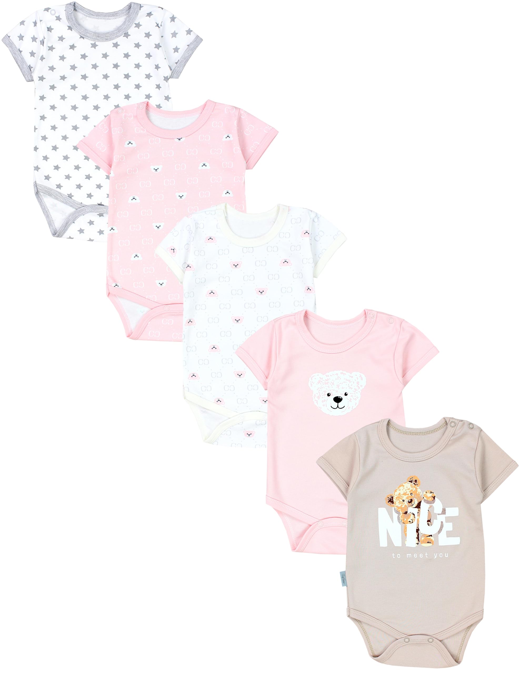TupTam Body Bebé Niña 5 Piezas – Bodies Bebé de Algodón Manga Corta para Verano o Ropa Interior
