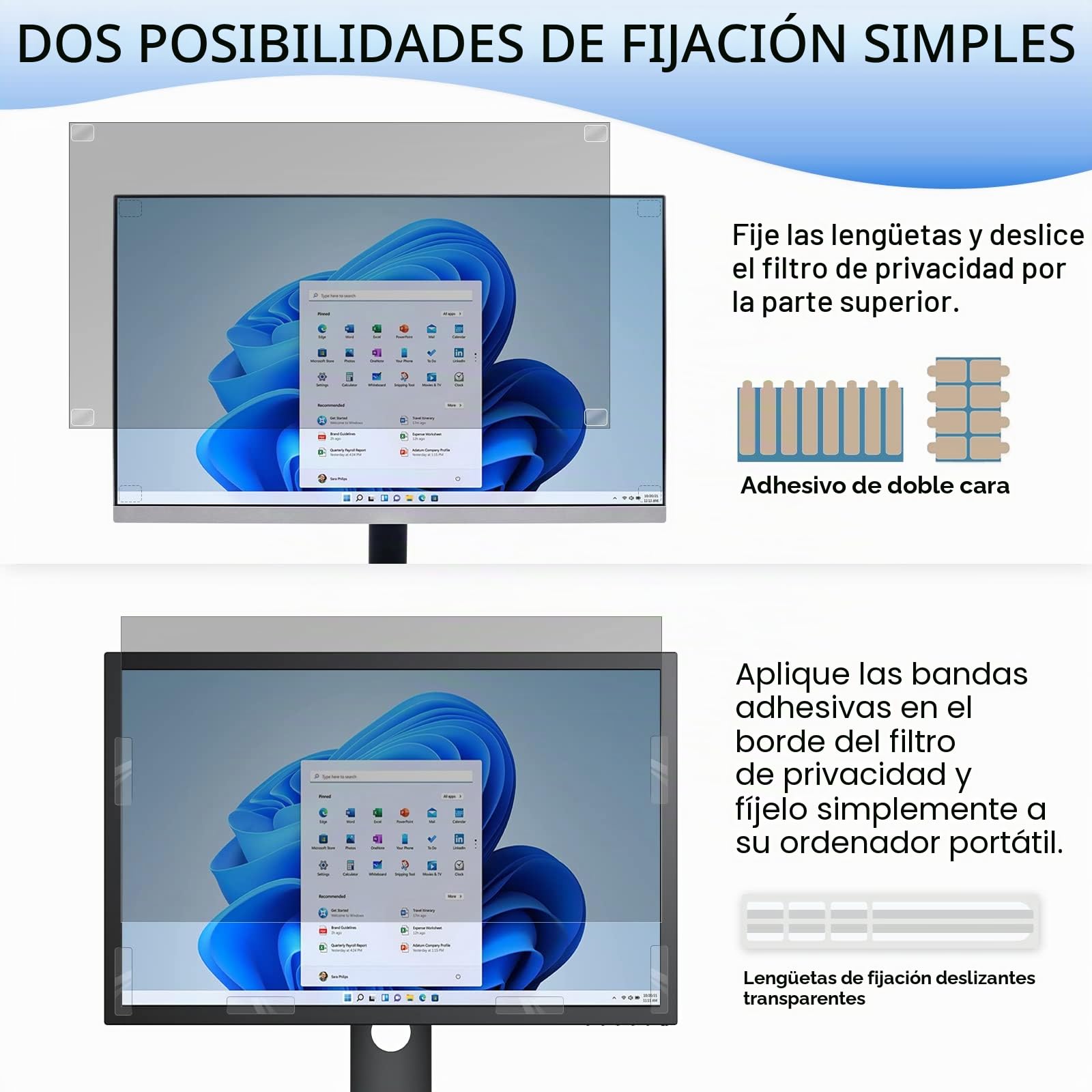 Mamol Filtro de Privacidad 27 Pulgadas 16:9, Filtros de Pantalla Compatible con HP/DELL/Acer/Lenovo/Thinkpad/Samsung/Envy/Xps, Anti Luz Azul Privacy de Protector Pantalla para 27 Pulgadas Escritorio