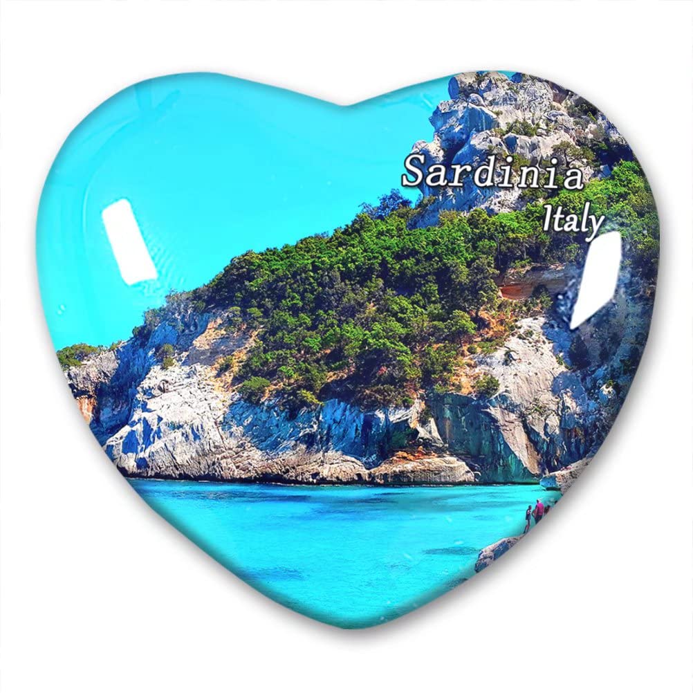 Italy Sardinia Fridge Magnet Refrigerator Stickers Collection Decorative Magnet Travel Souvenir Heart-Shaped Crystal Glass
