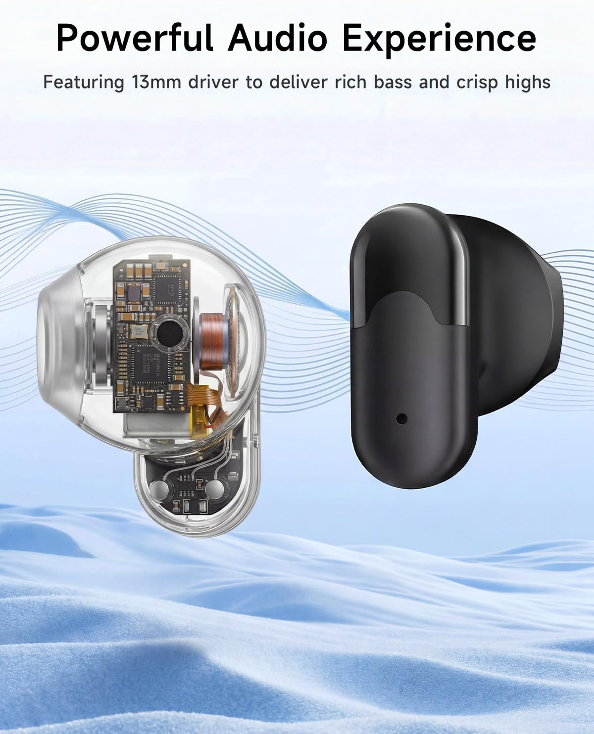acer Wireless Earbuds, Bluetooth 6.0 Headphones with 35H Playtime, 0.12oz Ultra-Light Ear Buds, 13mm Driver for Powerful Bass, Clear Calls Mic, Water&Dust Resistant Earphones for Office/Commute image 4