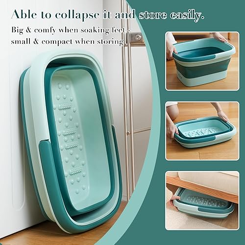 Miniatura 2 de moohemoo Bañera plegable para pies con punto de acupuntura de masaje para remojar los pies, spa de pies de pedicura, cubo de plástico multifunción