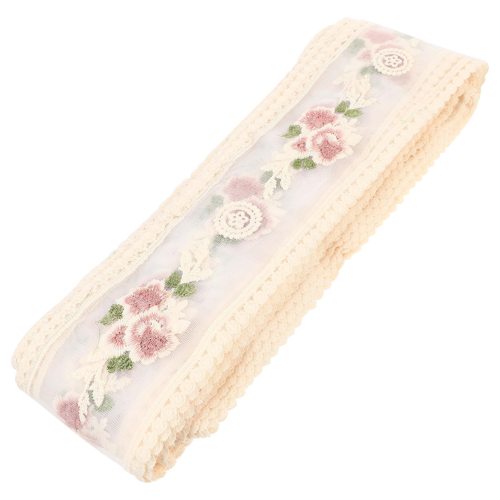 Pizzo Ricamato in Cotone, Rotolo da 15 Yard per Lavori Creativi | Bordo Decorativo Floreale, Stile Raffinato, per Tovaglie e Tendaggi, per Applicazioni Fai da Te