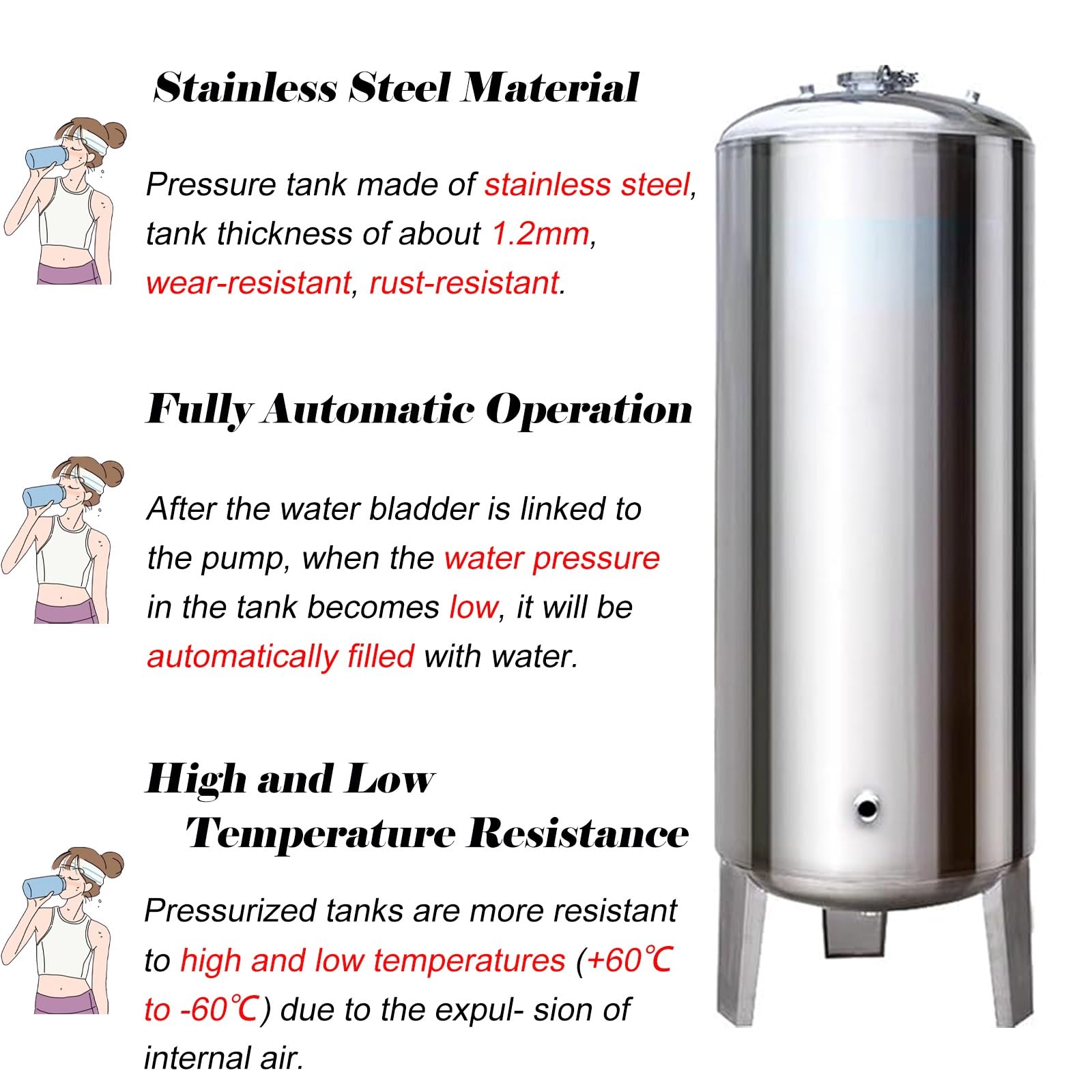 Amazon.co.jp: 水圧タンク/水道圧力タンク 家庭用縦型ステンレス加圧 
