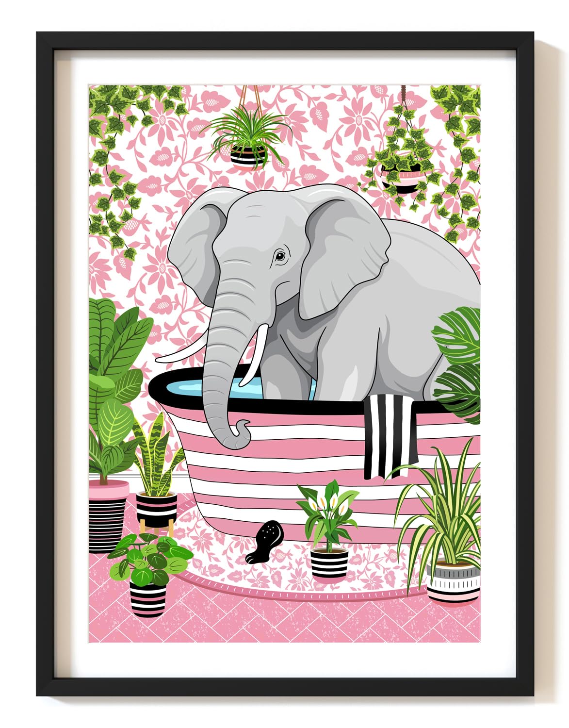 Parmaro Elephant Bathroom Print, Elephant Toilet Print, A4 UNFRAMED Print, Animal Bathroom Print