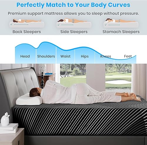 Miniatura 4 de Colchón California King, colchón California King de espuma viscoelástica de 10 pulgadas con funda extraíble transpirable, lavable, cama de gel