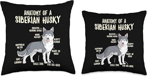 Miniatura 3 de Hilarious Doggos Puppies & Memes Anatomy of A siberian Husky Dog Owner Puppy - Almohada divertida y bonita, 16 x 16 pulgadas, multicolor