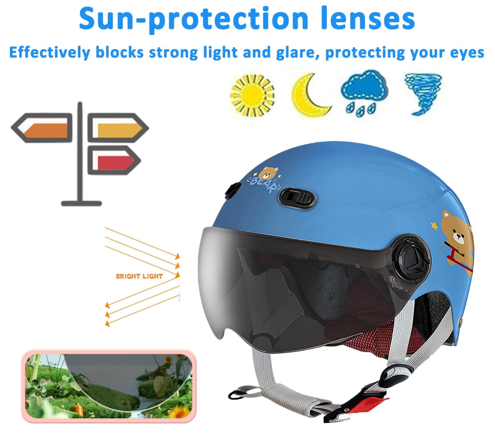 Kask dziecięcy, półtwarz do jazdy na rowerze, deskorolce, skuterze, łyżwiarstwie, certyfikat ECE 22.06, regulowany, dla dziewcząt, chłopców 3, 53-57 cm