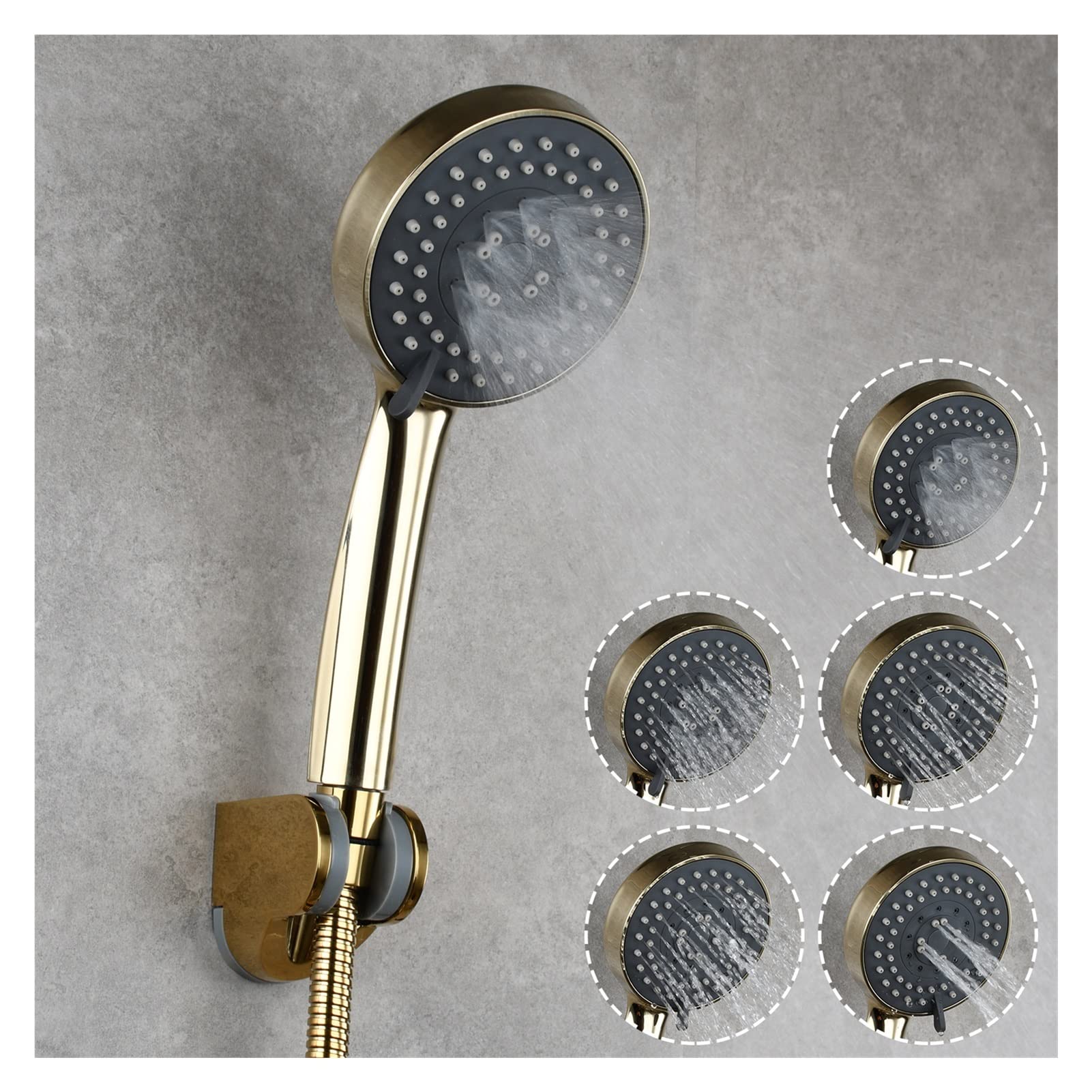Cabezal de ducha de mano de 5 vías con aumento de presión, ahorro de agua morado y rociador de ducha de alta presión para juego de baño