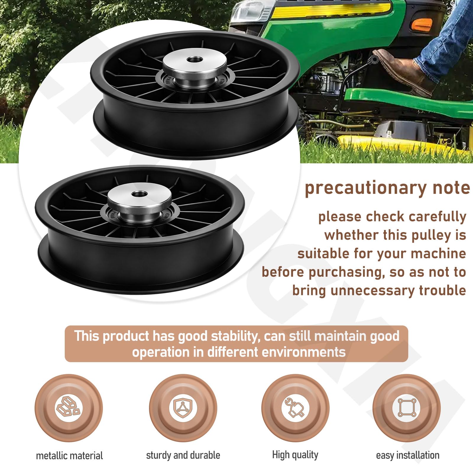 Lot de 2 poulies plates A-AUC10057 pour courroie d'entraînement de traction compatible avec J-OHN Deere Z535R Z540R Z540M Z535M Z525E