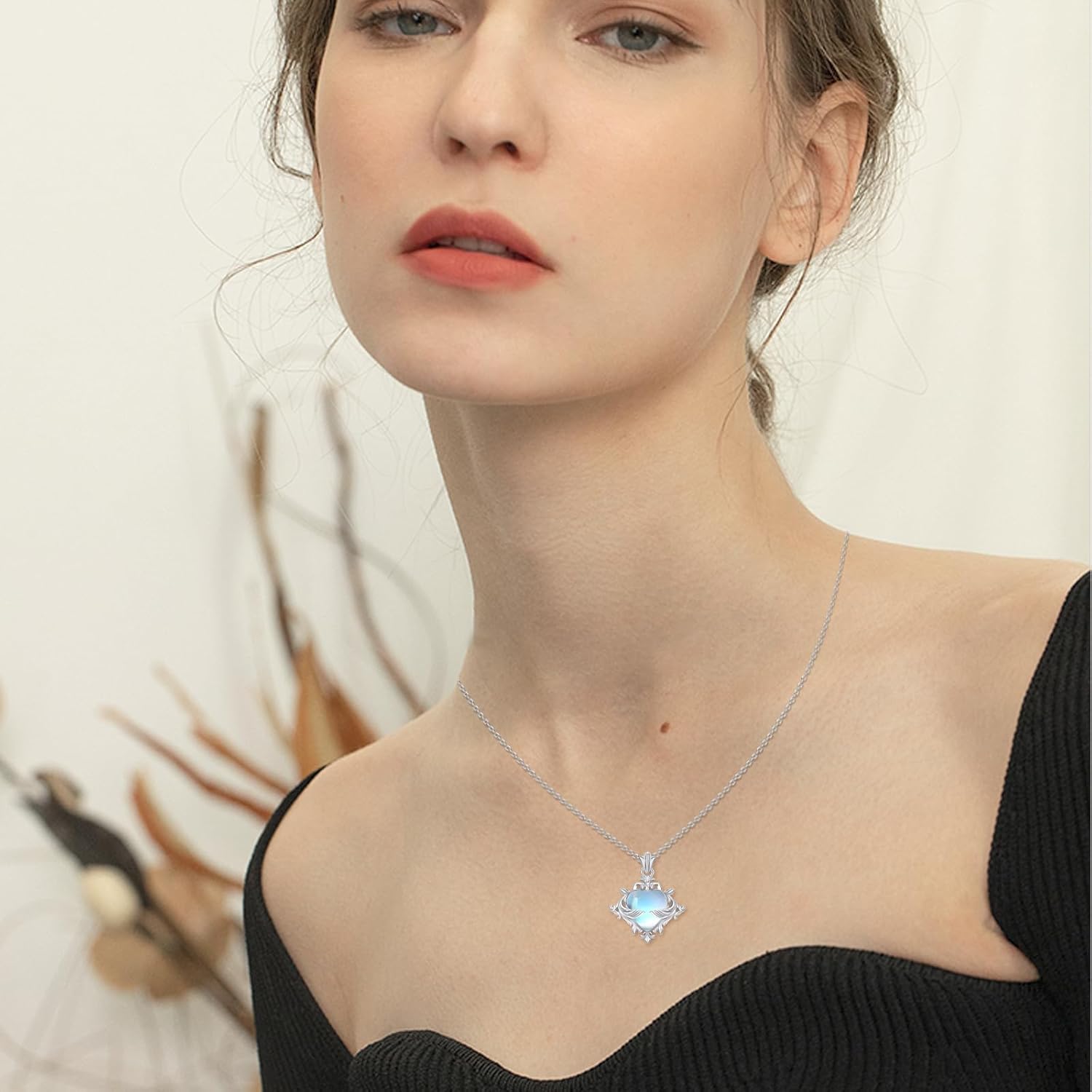 Women Necklace 925 Sterling Silver Moonstone/Turquoise/Crystal/Pear/Opal/Moon/Pineapple Necklace for Women - Image 4