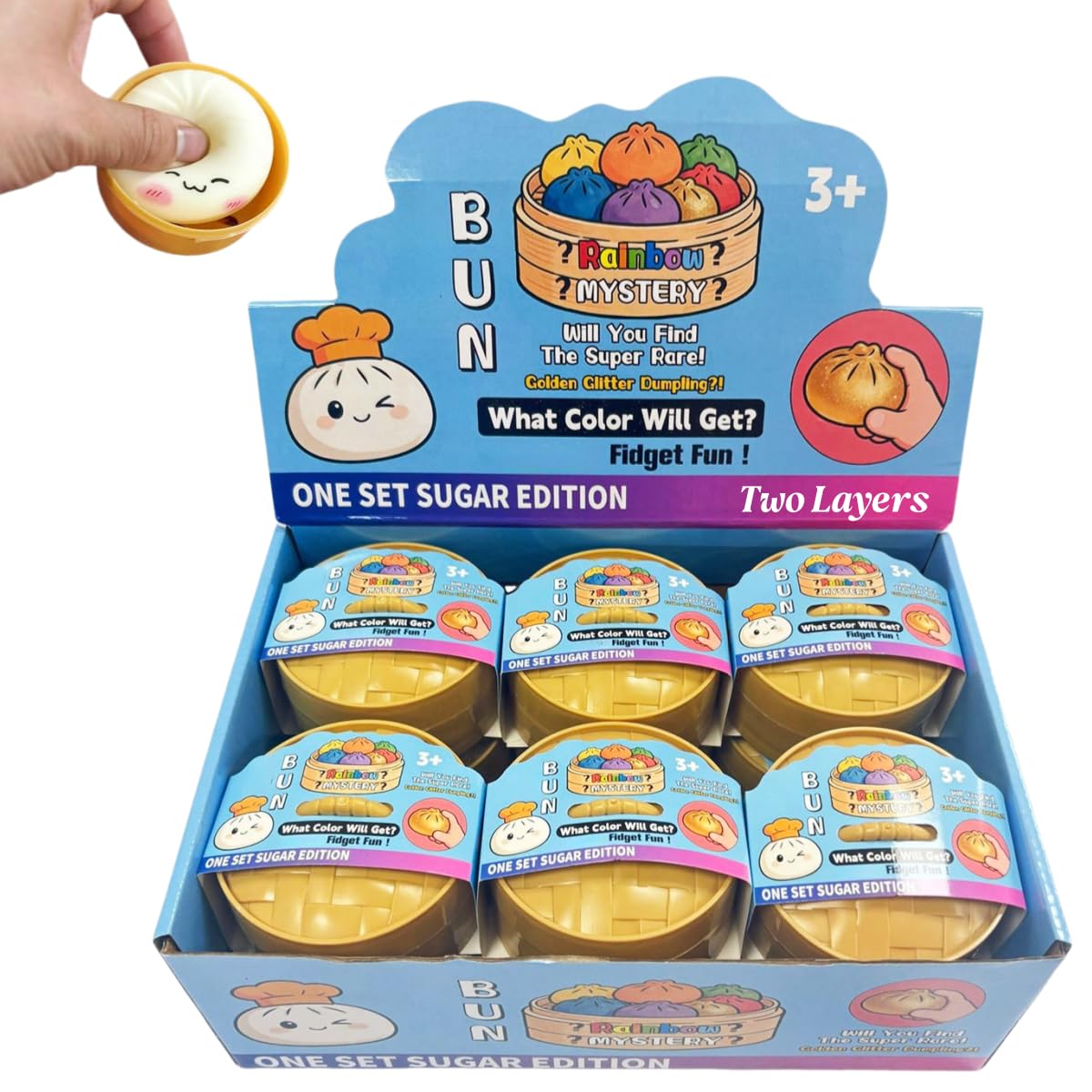 12pc Giant Mystery Dumpling Squish-y, Dumpling Squish y Stress Balls with Steamer Box, Mystery Box, Sensory Squeeze Dumplings Squish-ys for Stress Relief, Squish y Dumpling Fidget Toy (A-12pc)