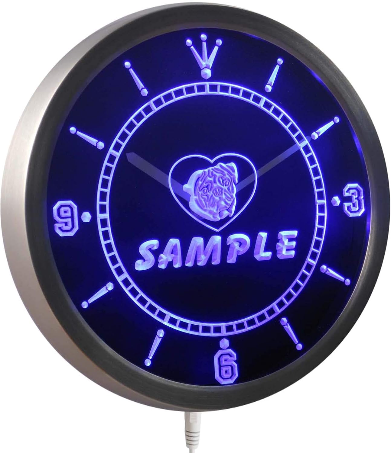 AdvPro ncve-tm Name Personalized Custom Pug Dog House Home Neon Sign LED Wall Clock