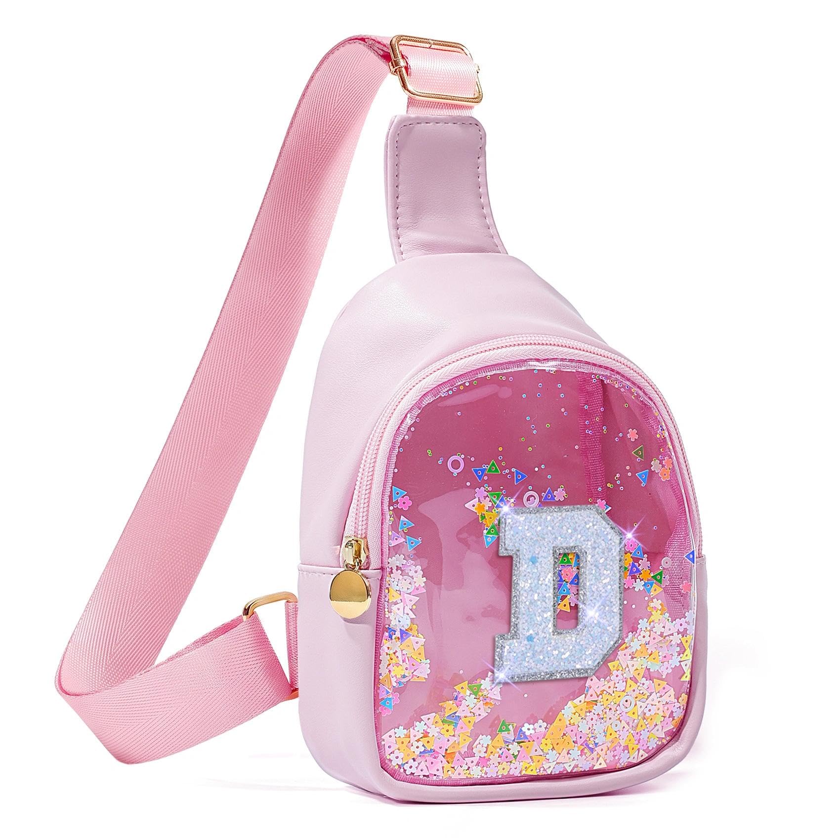 COSHAYSOO Pink Toddler Little Girls Purse 2 3 4 5 6 7 Year Old Kids Sling Bag Initial Crossbody Pouch, Stylish Trending Practical Useful Birthday Christmas Valentines Graduation Gifts Letter D