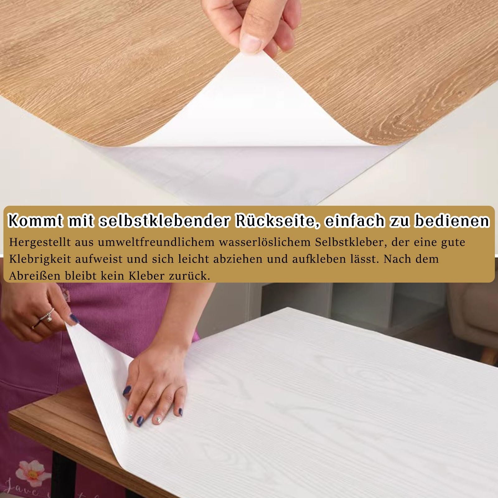 Samoprzylepna tapeta imitująca drewno Samoprzylepna folia stołowa o wyglądzie drewna Wodoodporna wielokolorowa Wiele rozmiarów 0,36 mm(Optionen 8,60W x 300L cm)