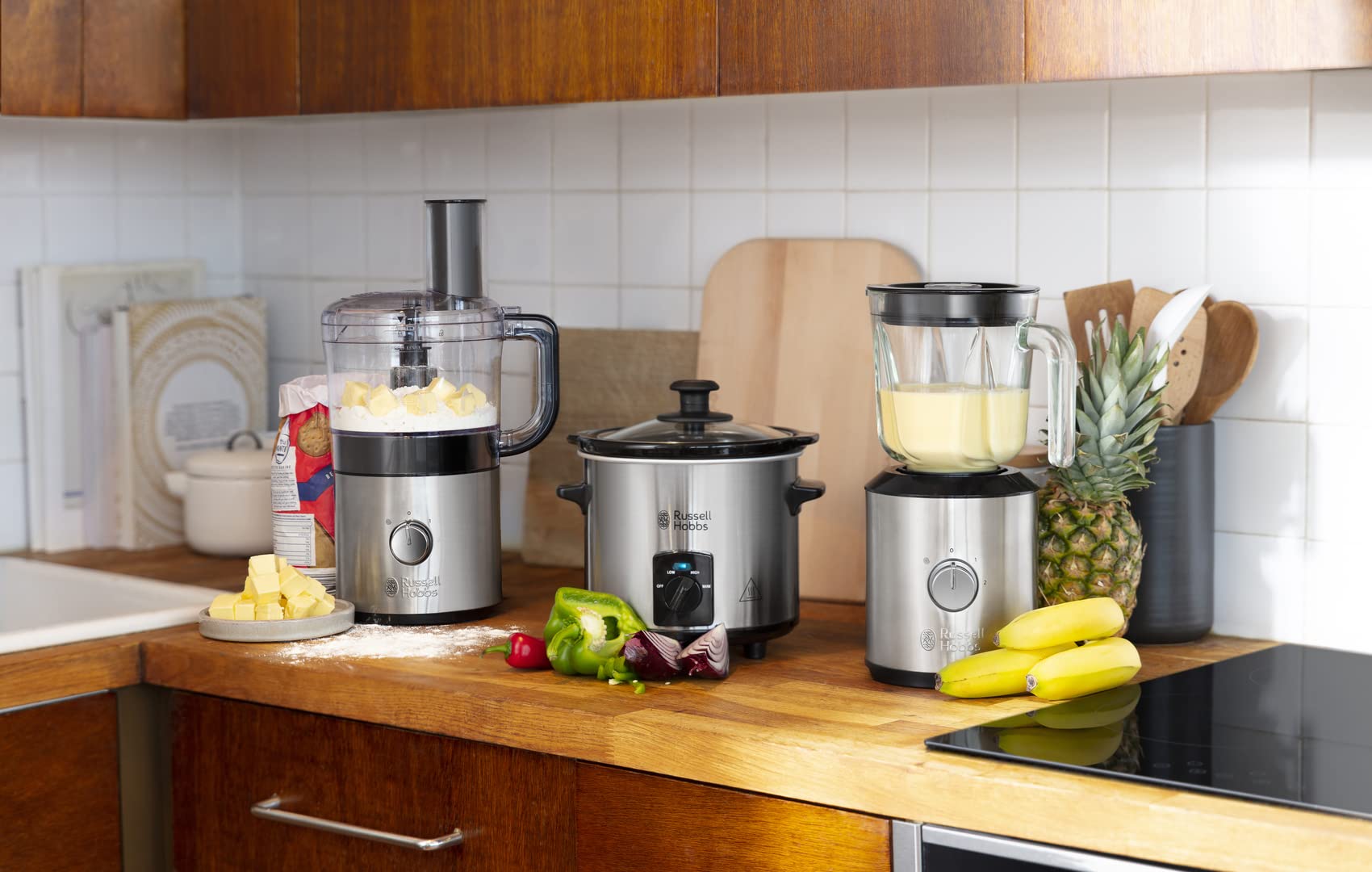Russell Hobbs Küchenmaschine Multi [Zerkleinern/Schneiden/Raspeln] kompakter Food Processor (platzsparendes Design, 1.2l spülmaschinenfeste Rührschüssel, Edelstahlscheibe, Zerkleinerer) 25280-56