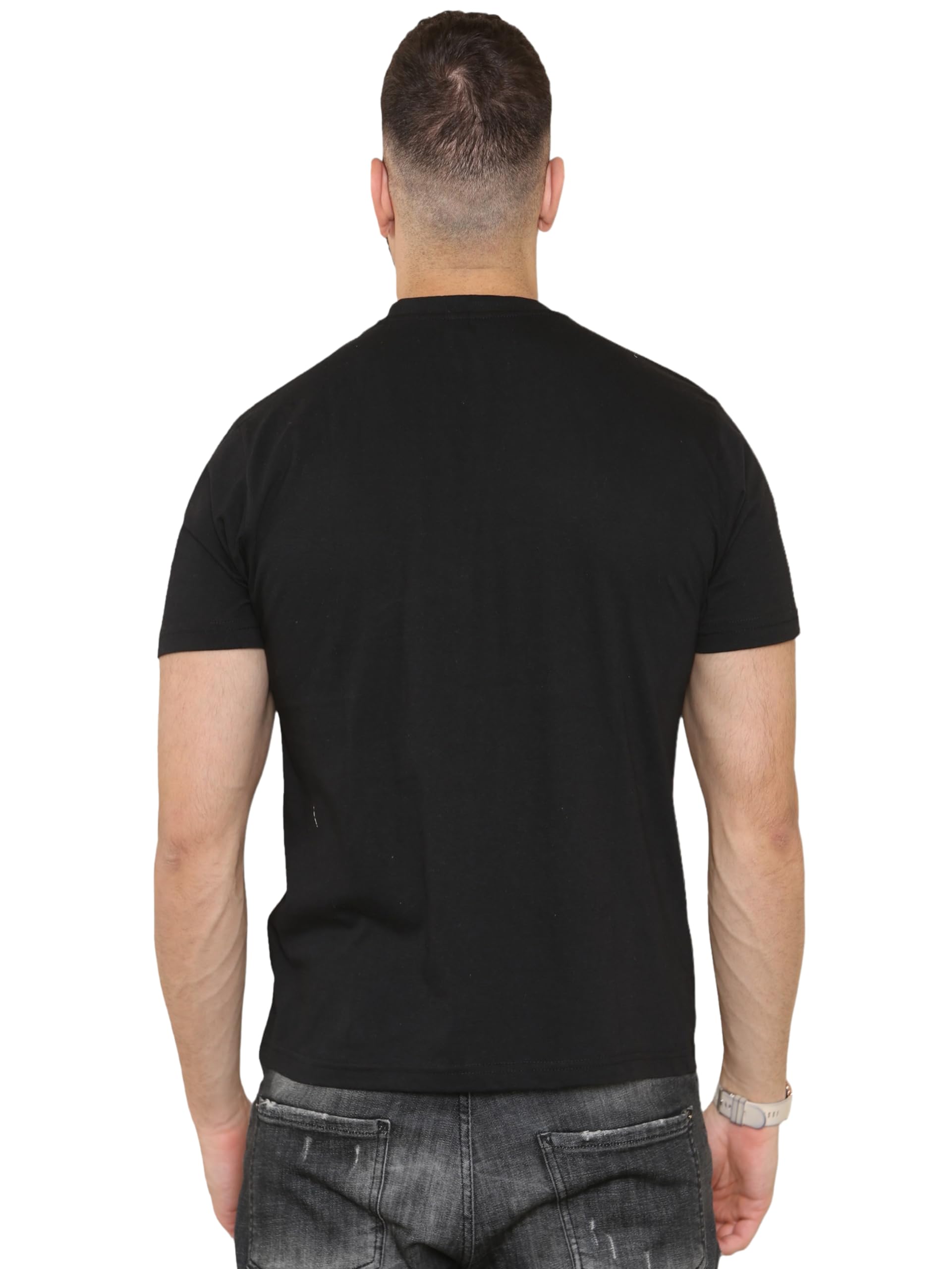 BRAND KRUZE T-shirt pour homme en coton uni à col rond et manches courtes Coupe régulière