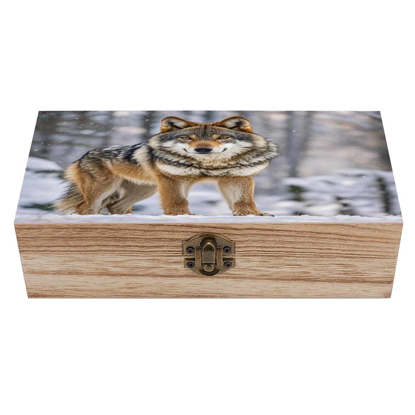 LZQPOEAS Wolf Wooden Box Storage Space to Organize Jewelry in A Beautiful Small Storage Box Decorative Card Boxes Memory Treasure Boxes for Crafts And Photo Storage