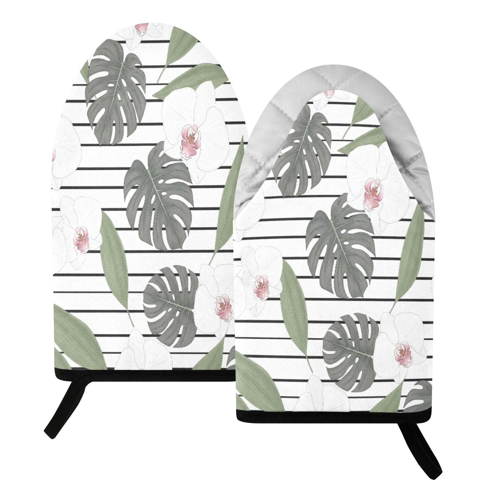 BURSTDDY Palm Leaves Oven Mitt,Heat Resistant Kitchen Mitts for Cooking
