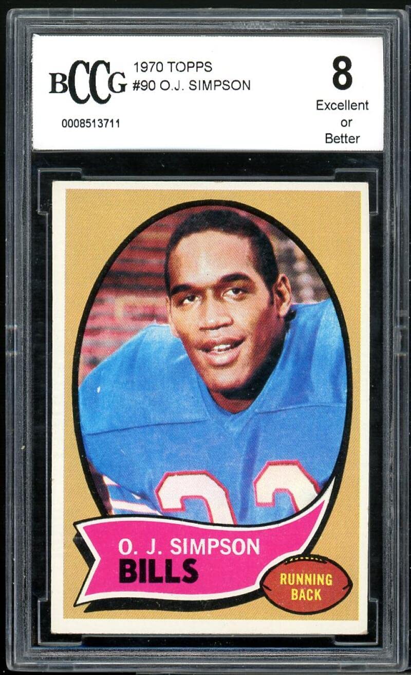 Amazon.com: 1970 Topps #90 O.J. Simpson Rookie Card BGS BCCG 8 Excellent+ :  Collectibles & Fine Art