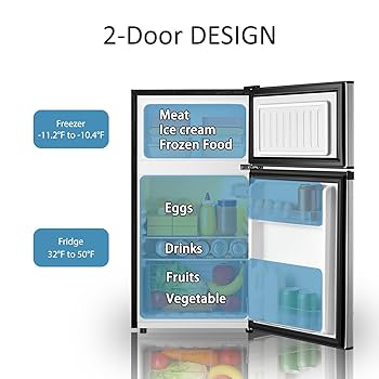Mini Refrigerator シルバー 2段棚付き Mini Refrigerator シルバー 2段棚付き