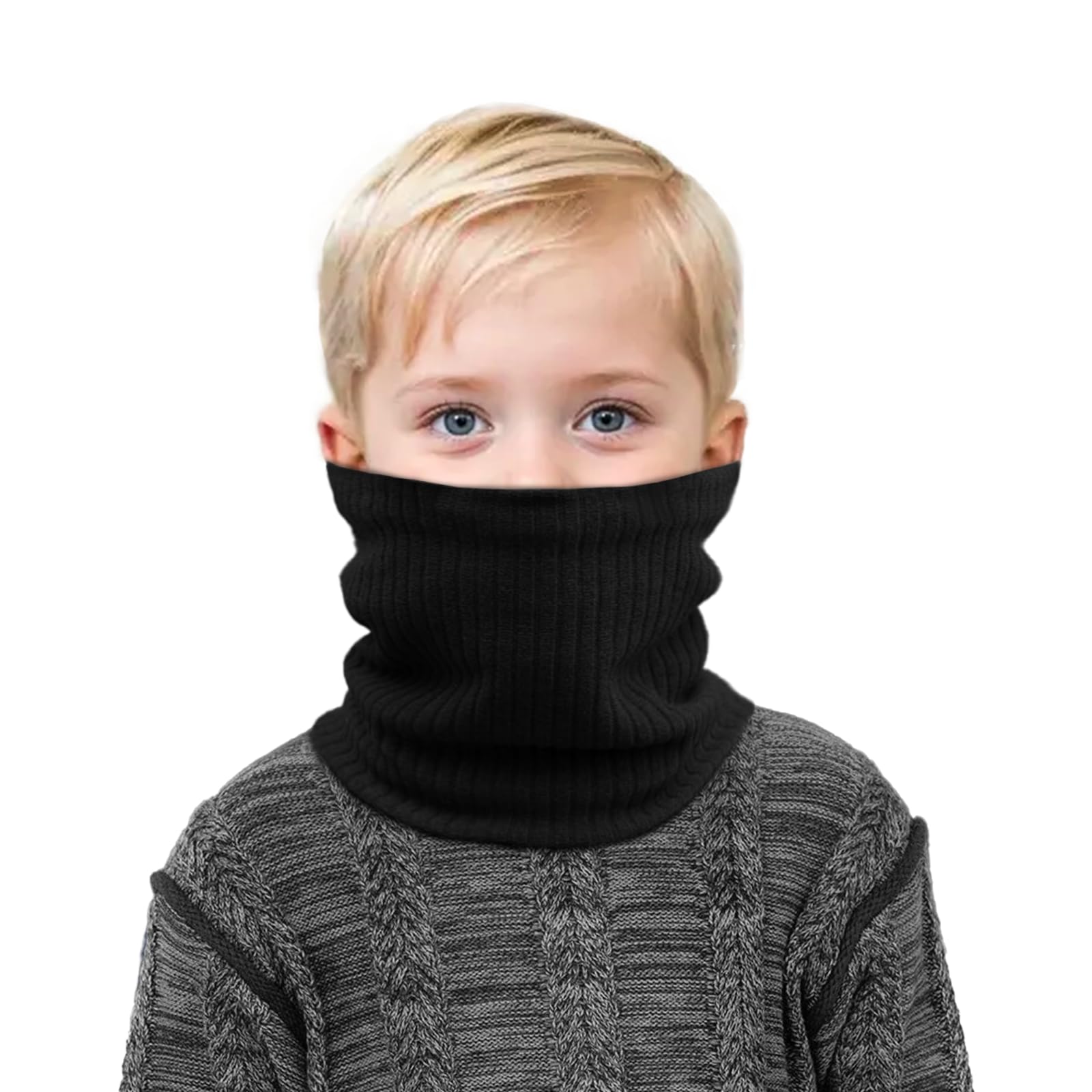 2 Piezas Tubos de Invierno para Niños, Bufanda de Tubo de Esquí, Bucle, Calentador de Cuello, Calentador de Cuello, Bufanda Térmica Resistente al Viento, Bufanda para Ciclismo (Negro, Gris)