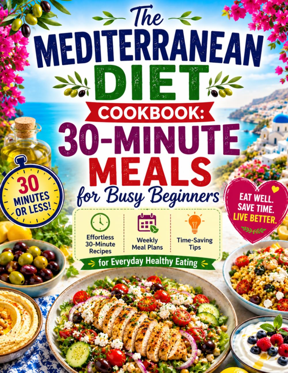 The Mediterranean Diet Cookbook: 30-Minute Meals for Busy Beginners: Effortless 30-Minute Recipes, Weekly Meal Plans, and Time-Saving Tips for Everyday Healthy Eating