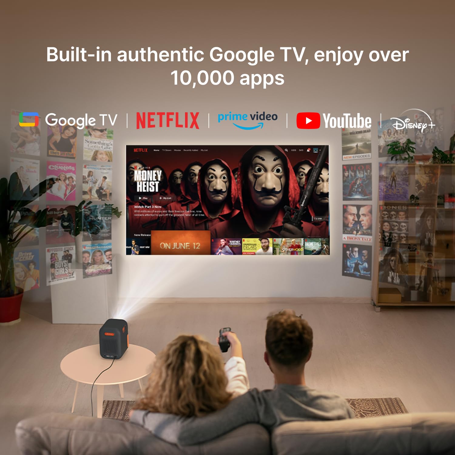 [Licenza Netflix e Google TV] Formovie Xming Episode One Mini Proiettore Wifi Bluetooth per Esterni 4K, Proiettore da Cinema, Audio Dolby, Proiettore Portatile con App Integrate