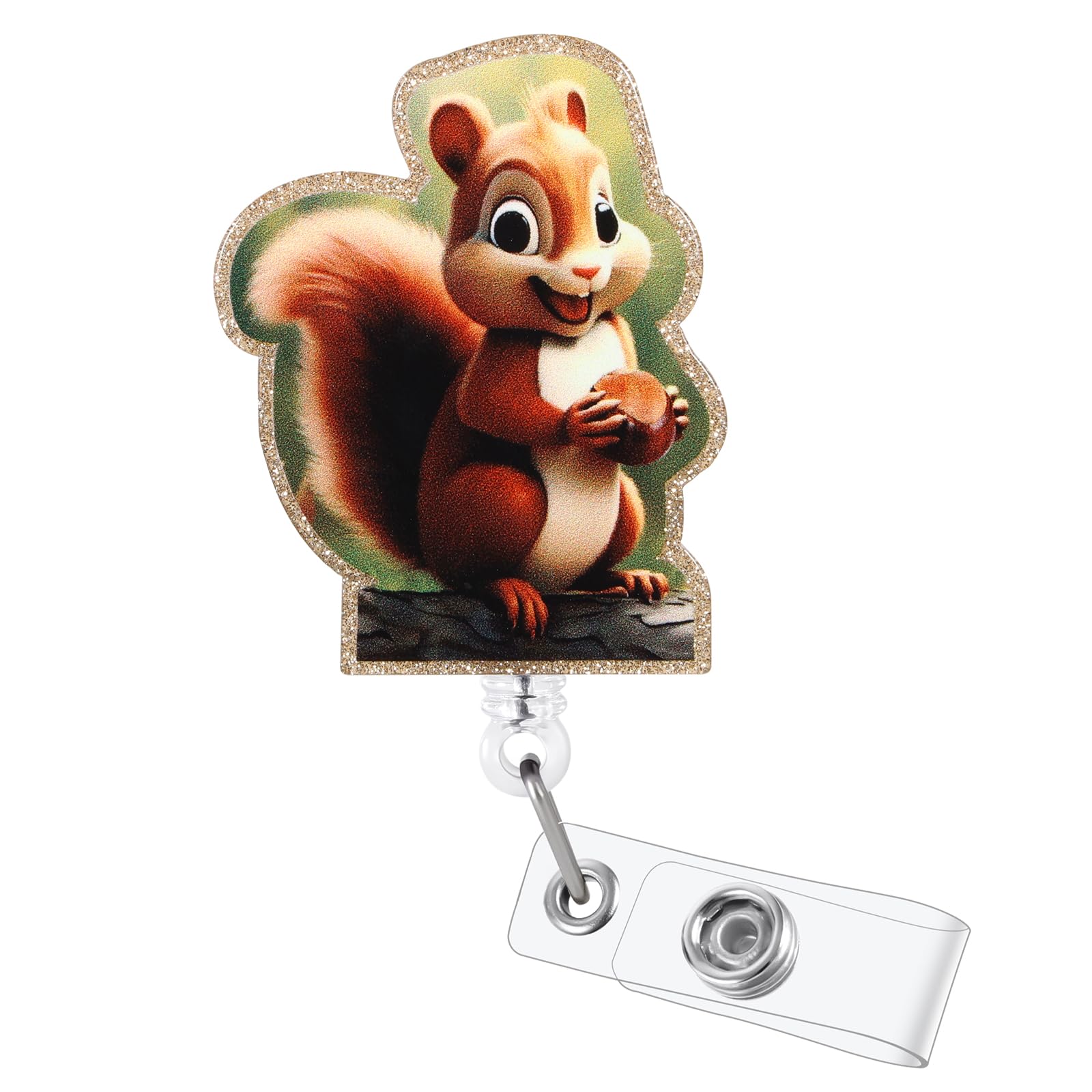 Cute Squirrel Badge Reel, Retractable ID Card Badge Holder, Name Tag Work Badge Clip for RN LPN CNA MA Night Shift Nurse Nursing Student OB/GYN Pediatric Doctor, Librarian Nurse Teacher Doctor Gifts โ image 1