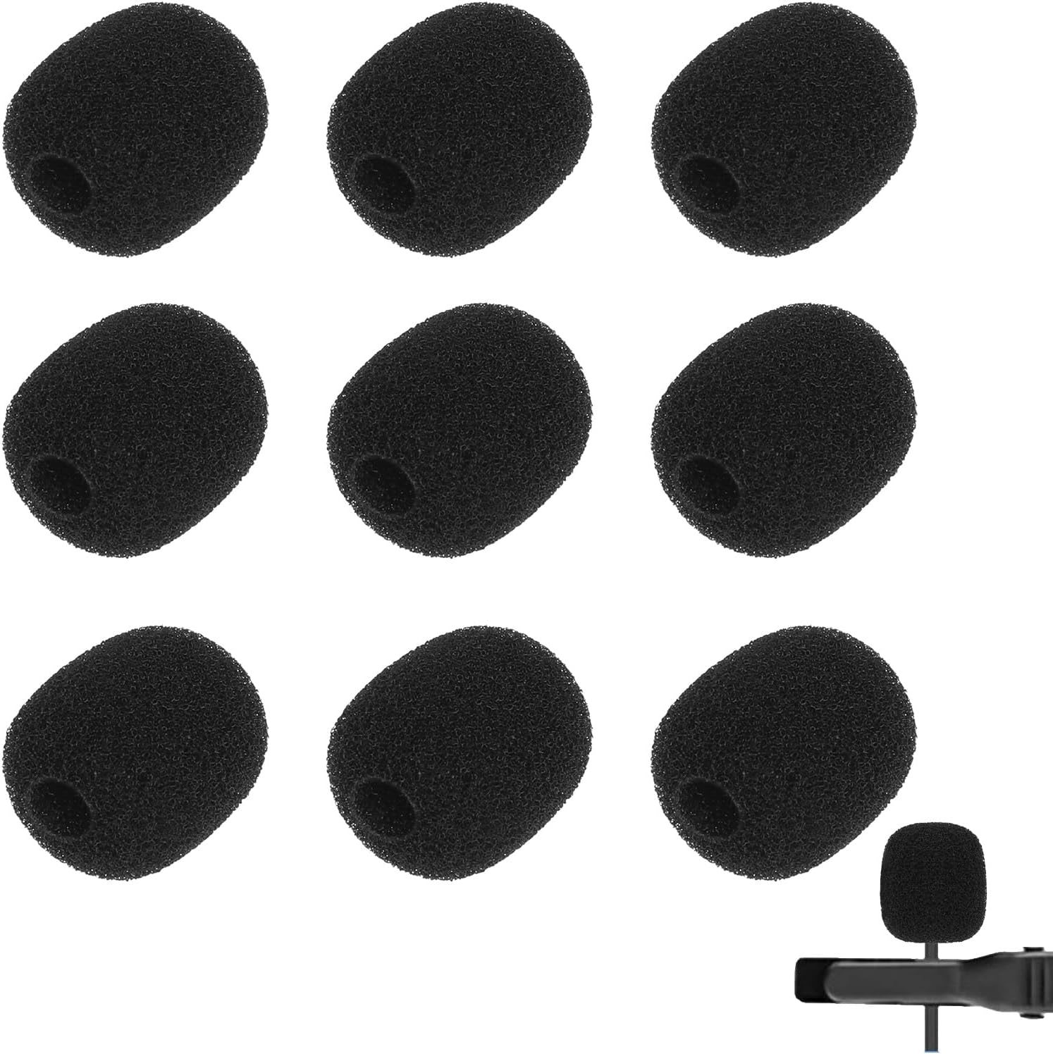 10 Pcs Mini Windscreen for Headset Microphone Small Lavalier Microphone Covers Foam Lavalier Microphone Windscreen Foam Cover Wind Screen for Mics Lapel Microphone Replacement Kit (Black)