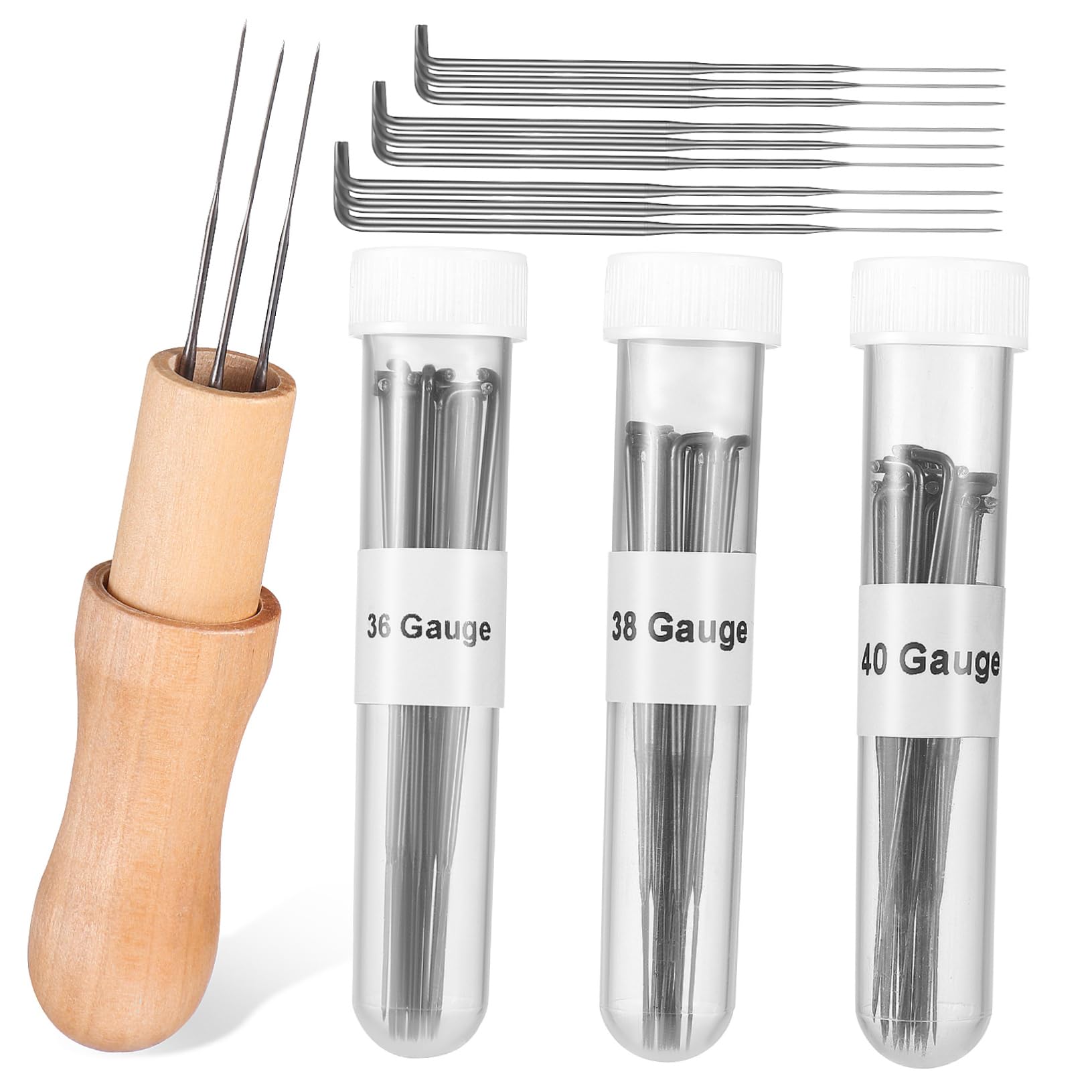 ULDIGI 1Set Felting Craft Tools with Wooden Handle Assorted Needles for Felting Projects Easy Organization Storage Bottle for Crafts and Home Decor