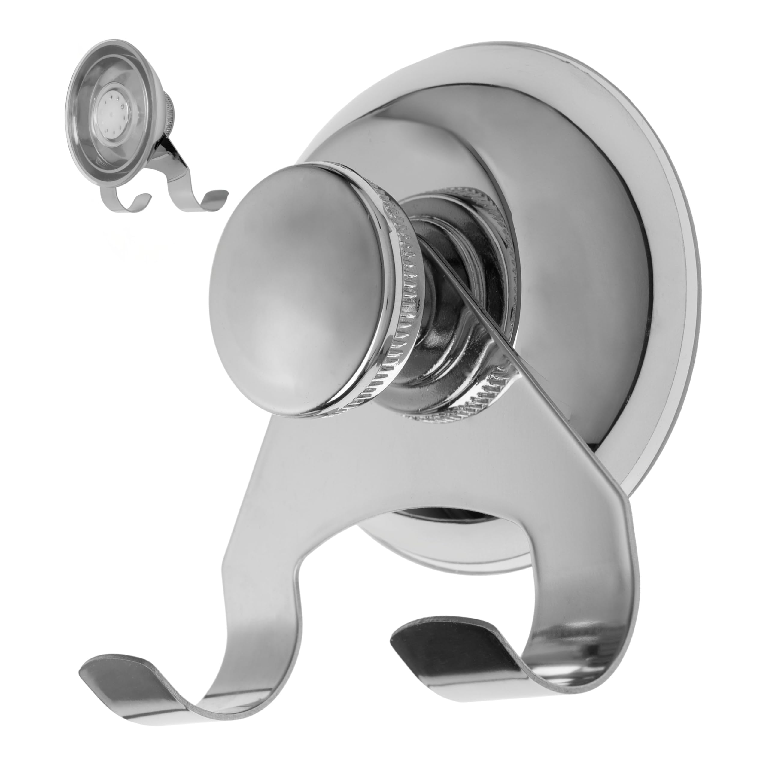 Your Day Mate Version 2, 1 Pc Suction Cup Double Hook, 1 Piece, Shiny Silver, Shower Hook For Smooth Surfaces Such As Glass, Tiles, Strong Bathroom Suction Hook, Vacuum Suction Cup Suspension For Shower Squeegee, Towel, Bathrobe