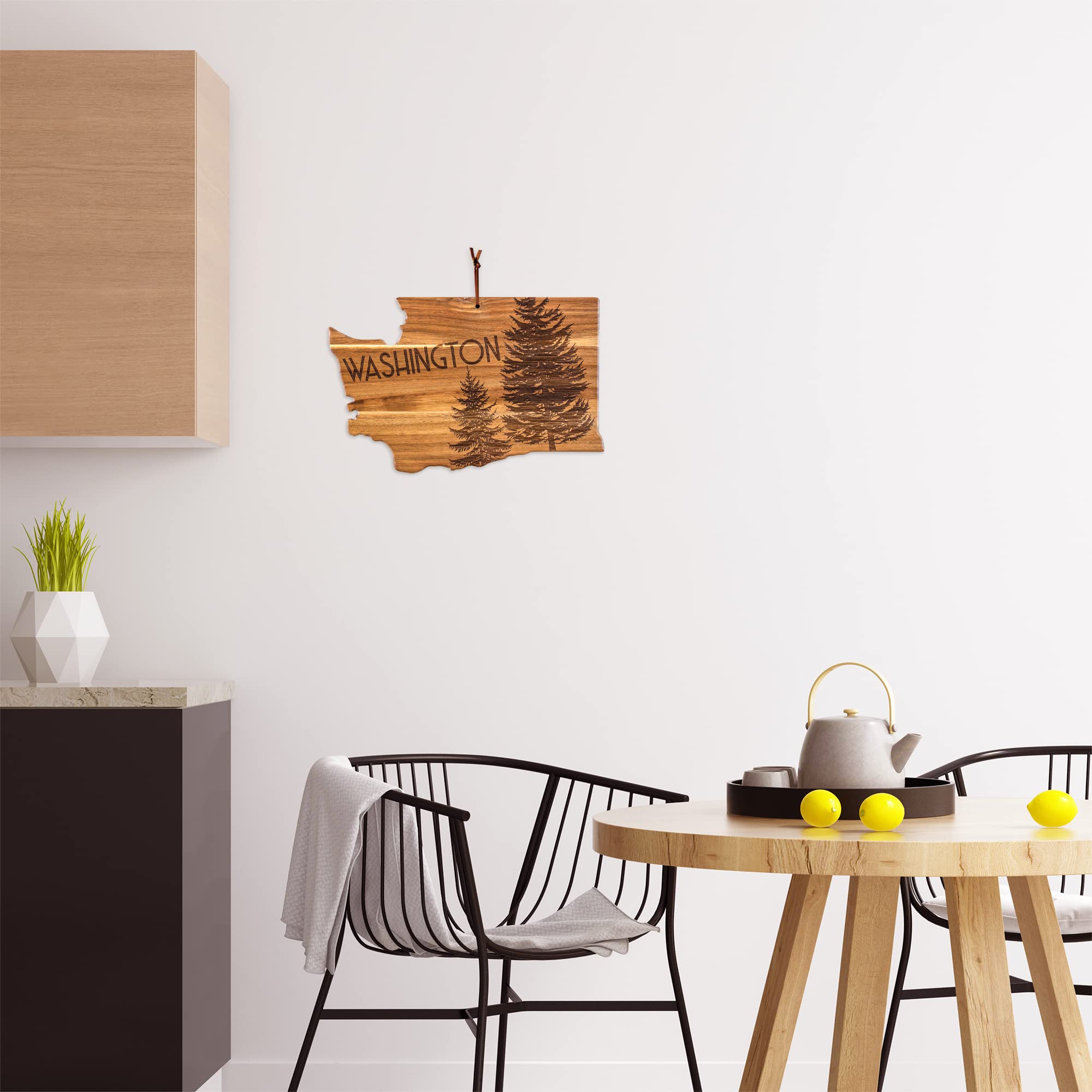 Totally Bamboo Rock & Branch Origins Series Washington State Tabla de cortar y bandeja para servir embutidos, incluye corbata para colgar para exhibición de pared de 15.5 x 10 x 0.6 pulgadas